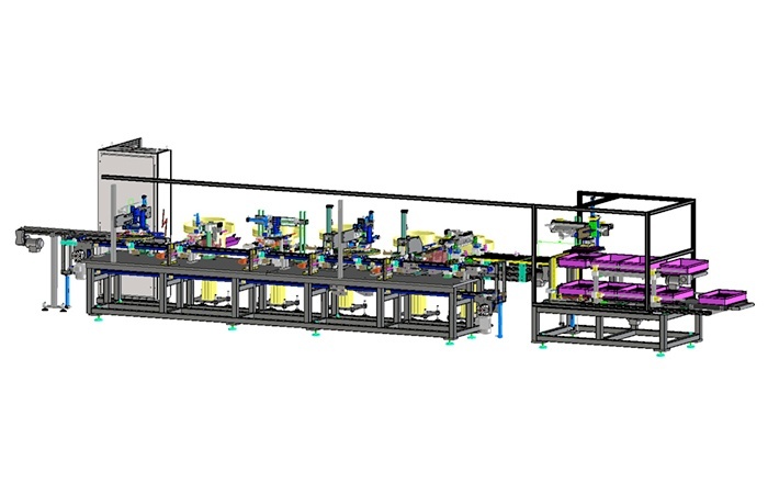 Line machine to assemble frameworks profiles in three lengths right and left