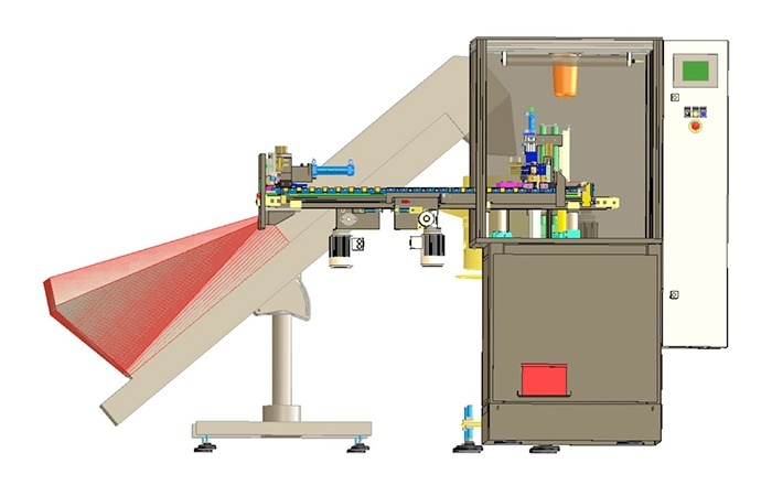 Impianto di controllo e orientamento per tappo per bottiglia